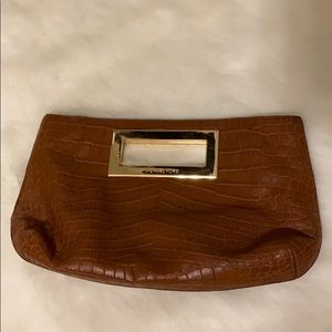Michael Kors brown leather clutch
